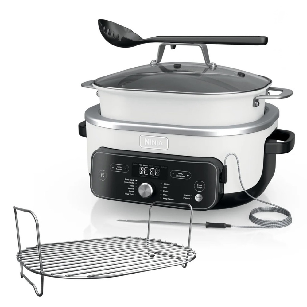 New! Ninja 8.5 QT White PRO PLUS Multi-Function Cooker with Probe and Ladle
